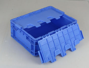 Retornos plásticos articulados de Tote Boxes Blue Color Stacking do armazenamento das tampas