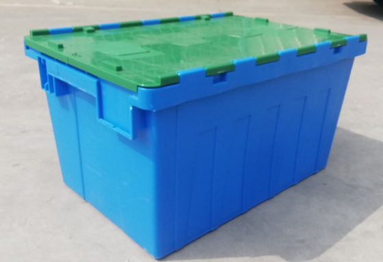 Personalização 35kg que carrega Tote Box Attached Lid Container plástico que empilha o assentamento