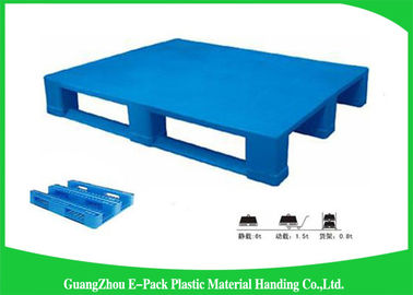 páletes plásticas azuis de 1200 * de 800mm com três corredores, HDPE plástico do Virgin das páletes dos patins