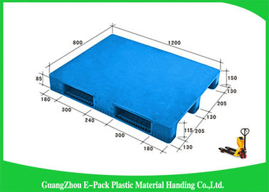 páletes plásticas azuis de 1200 * de 800mm com três corredores, HDPE plástico do Virgin das páletes dos patins