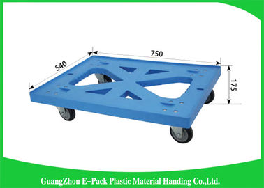 pálete movente plástica 100% de quatro rodas resistente PP da zorra de 750 * de 570 * 175mm