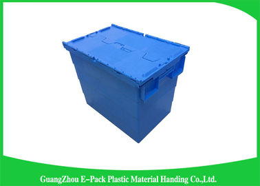 Plástico empilhável movente resistente Tote Boxes With Hinged Lids