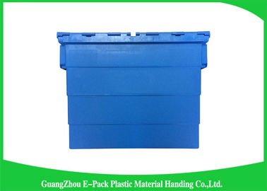 Plástico empilhável movente resistente Tote Boxes With Hinged Lids