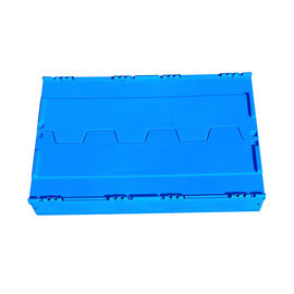 A caixa plástica dobrável da logística de 600*400*368 milímetro uniu a cor azul das tampas
