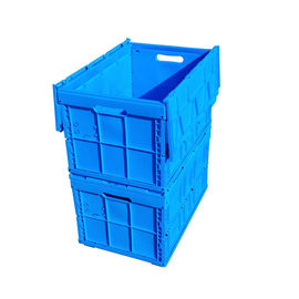 A caixa plástica dobrável da logística de 600*400*368 milímetro uniu a cor azul das tampas