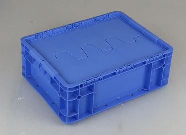 Retornos plásticos articulados de Tote Boxes Blue Color Stacking do armazenamento das tampas