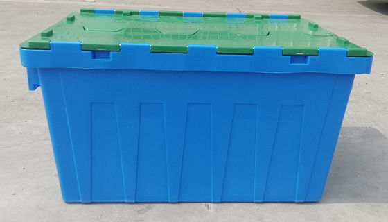 Personalização 35kg que carrega Tote Box Attached Lid Container plástico que empilha o assentamento
