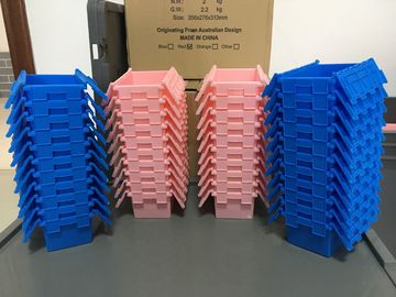 Small Size 120*80*60 mm Plastic Stack Nest Tote Boxes Attached Lids